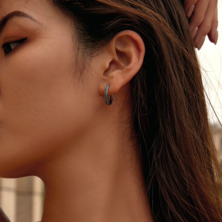 Blue Hoop Earrings