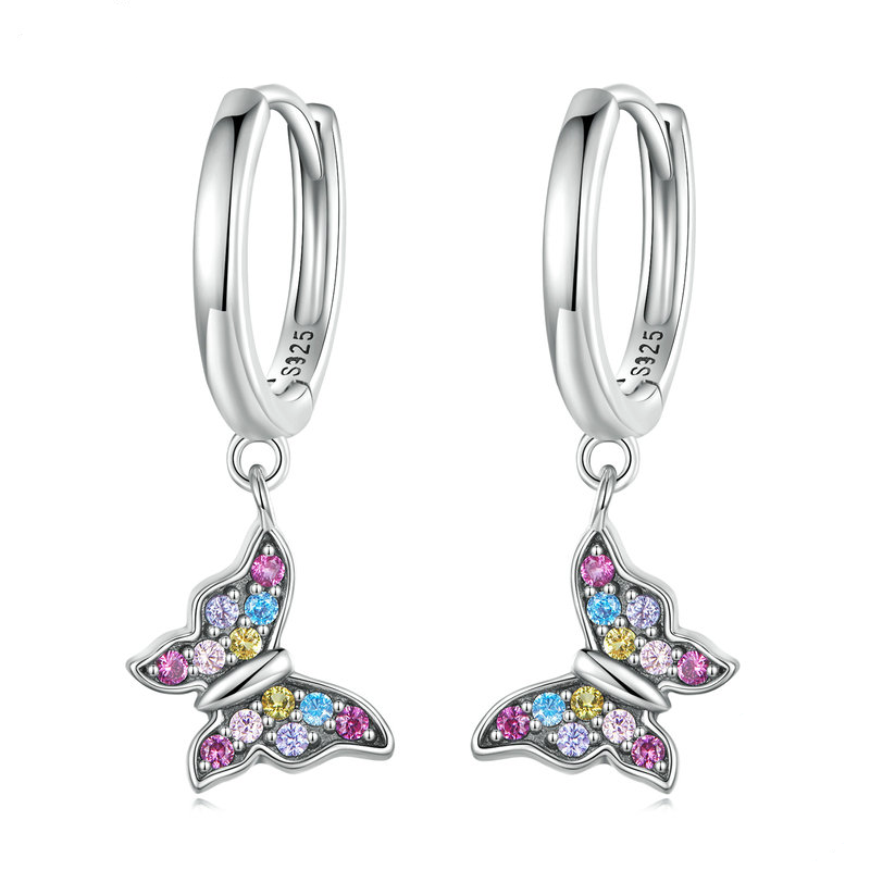 Dangling Butterfly Hoop Earrings