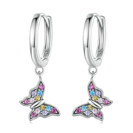 Dangling Butterfly Hoop Earrings