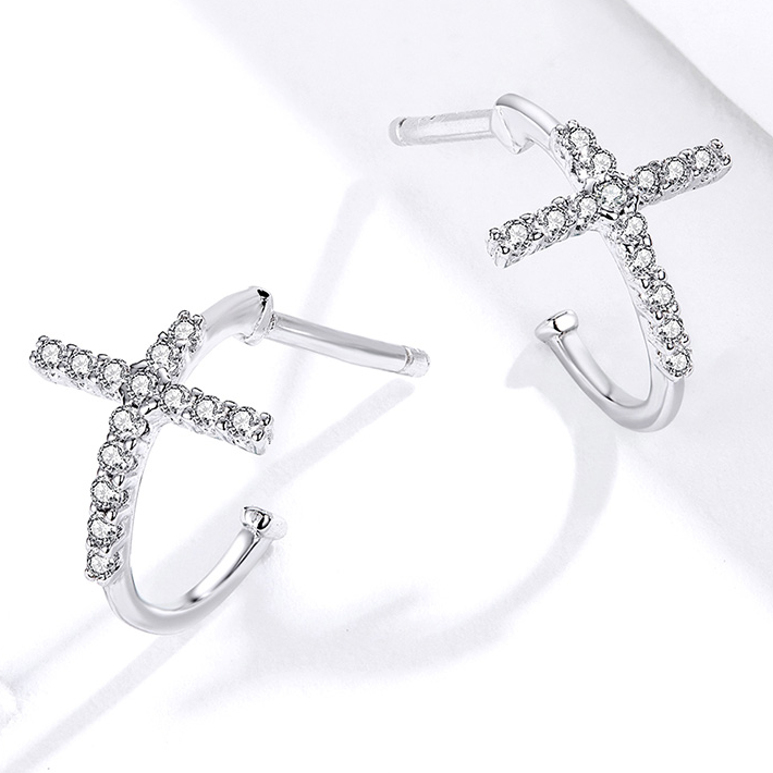 Hoop Earrings with Cross