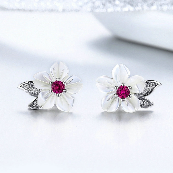 White Flower Earrings