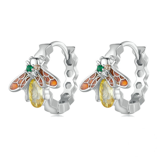 Hoop Earrings with Bees