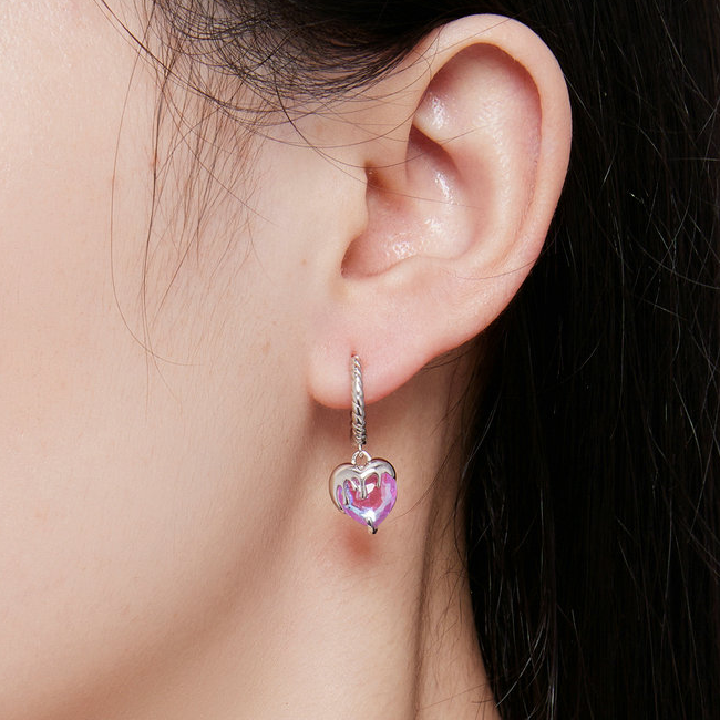 Heart Pendant Hoop Earrings