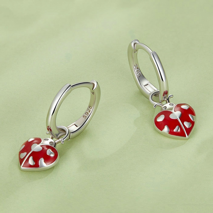 Ladybug Pendant Hoop Earrings