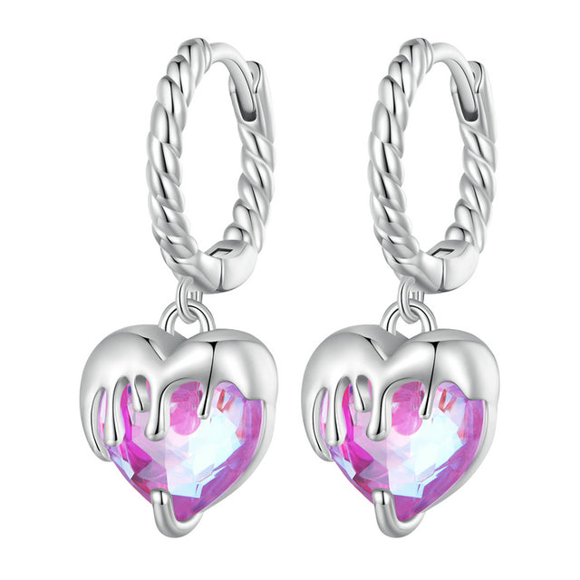 Heart Pendant Hoop Earrings