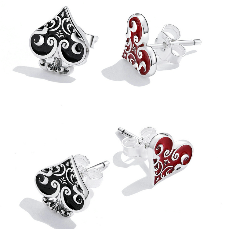 Poker Spades and Hearts Earrings