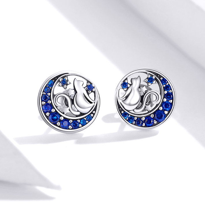 Cat Earrings on the Moon