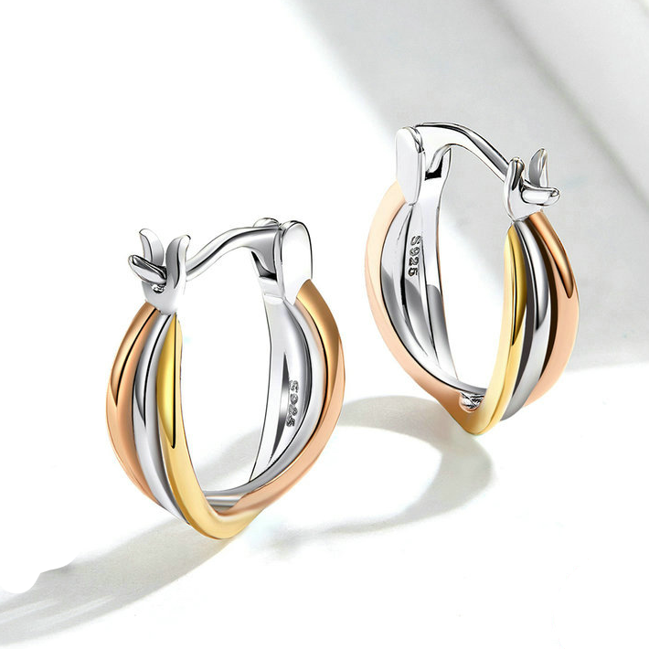 Three Gold Hoop Earrings