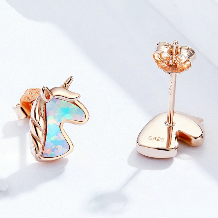 Unicorn Earrings with Opals