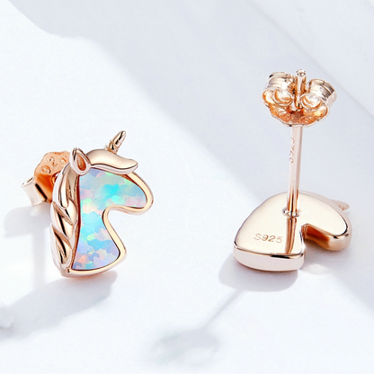 Unicorn Earrings with Opals