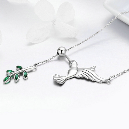 Hummingbird Necklace with Olive Branch