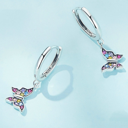 Dangling Butterfly Hoop Earrings