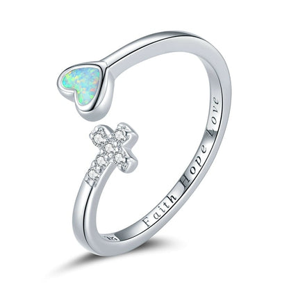 Cross and Heart Ring