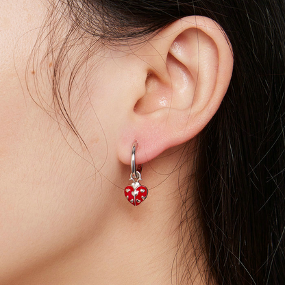 Ladybug Pendant Hoop Earrings