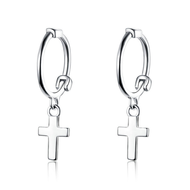 Cross Pendant Hoop Earrings