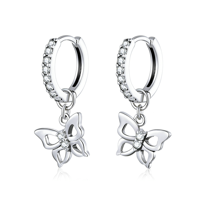 Butterfly Pendant Hoop Earrings