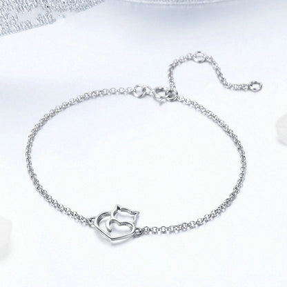 Cat with Heart Bracelet