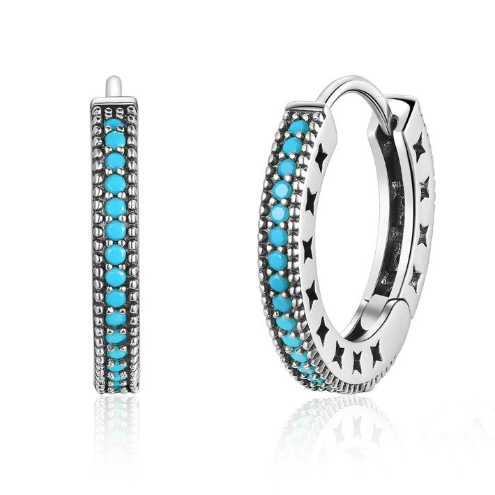 Blue Hoop Earrings