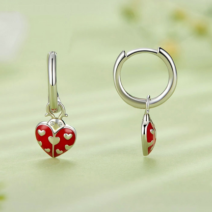 Ladybug Pendant Hoop Earrings