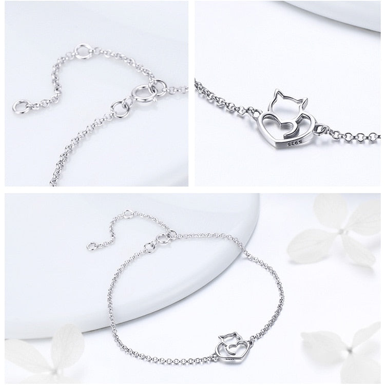 Cat with Heart Bracelet