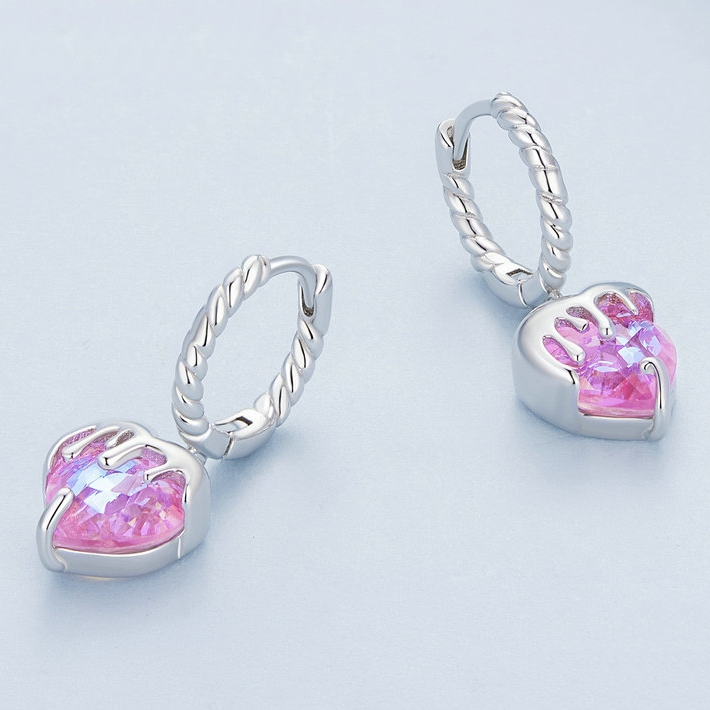 Heart Pendant Hoop Earrings