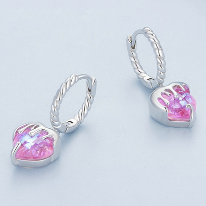 Heart Pendant Hoop Earrings