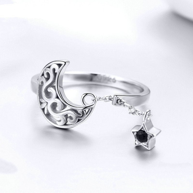 Moon and Star Ring