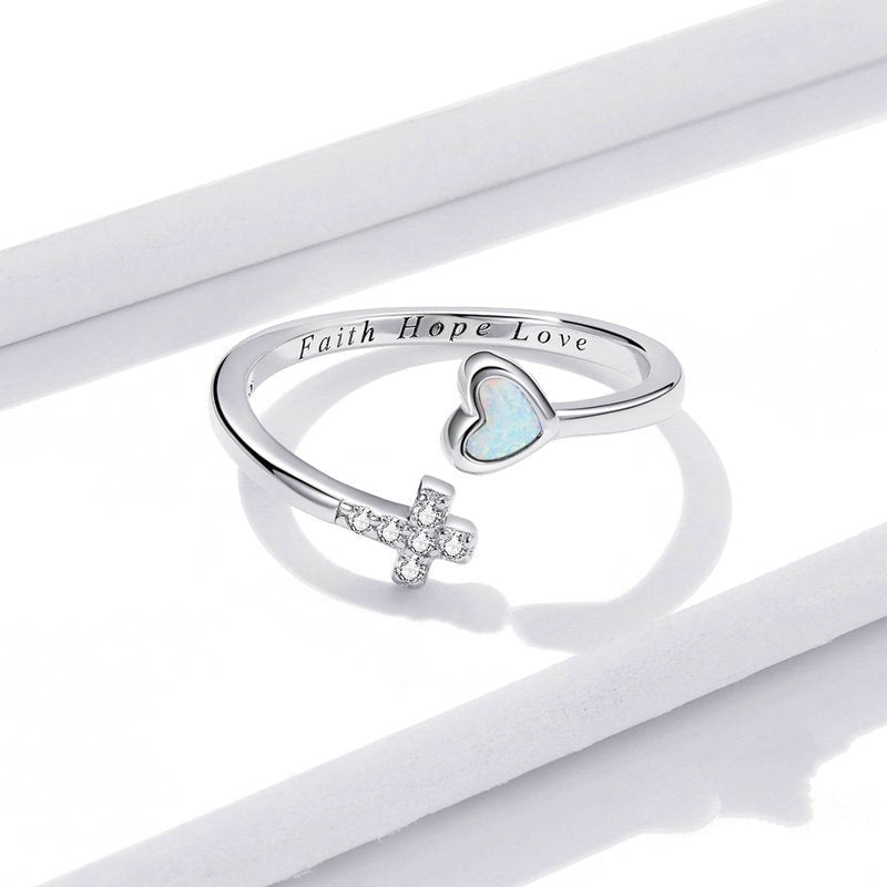 Cross and Heart Ring