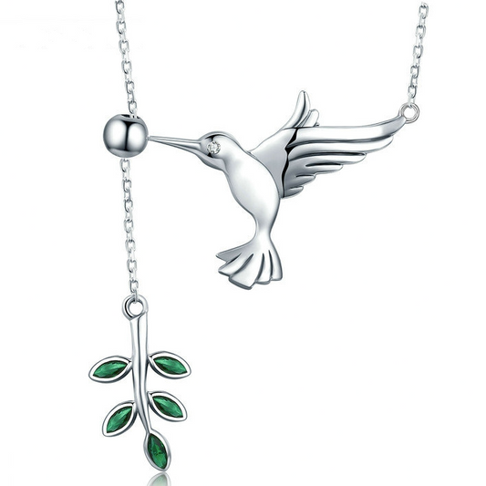 Hummingbird Necklace with Olive Branch