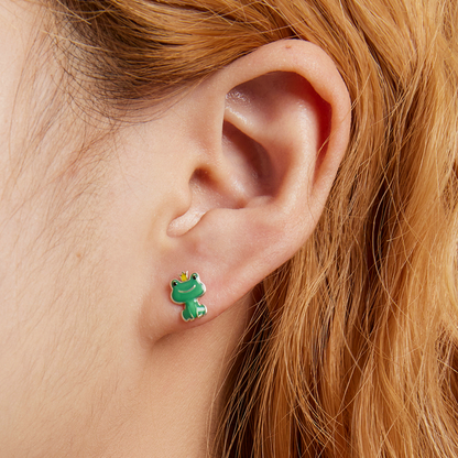 Green Frog Earrings