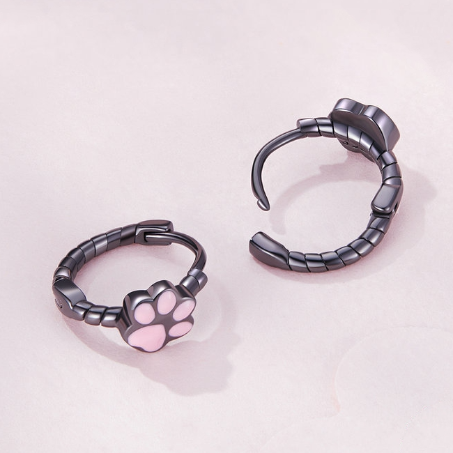 Cat Paw Hoop Earrings