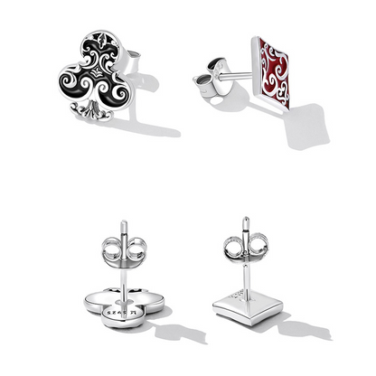 Diamond and Poker Clubs Earrings