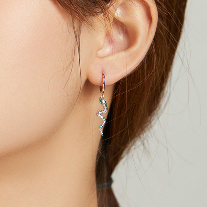 Snake and Heart Hoop Earrings