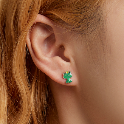 Green Frog Earrings