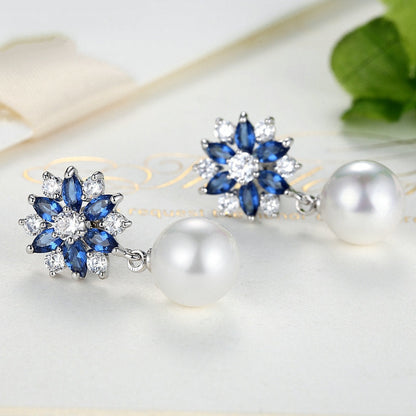 Snowflake Earrings with Pearls