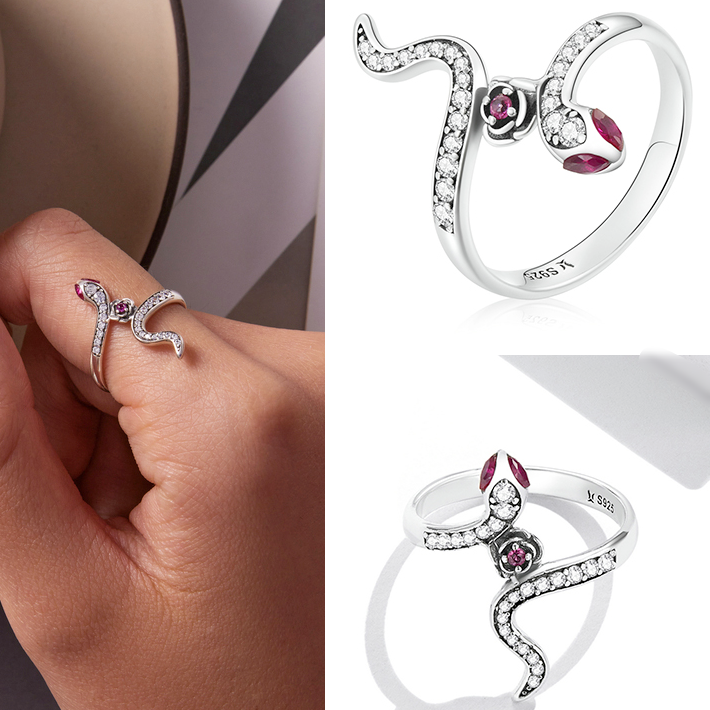 Snake Ring with Rose