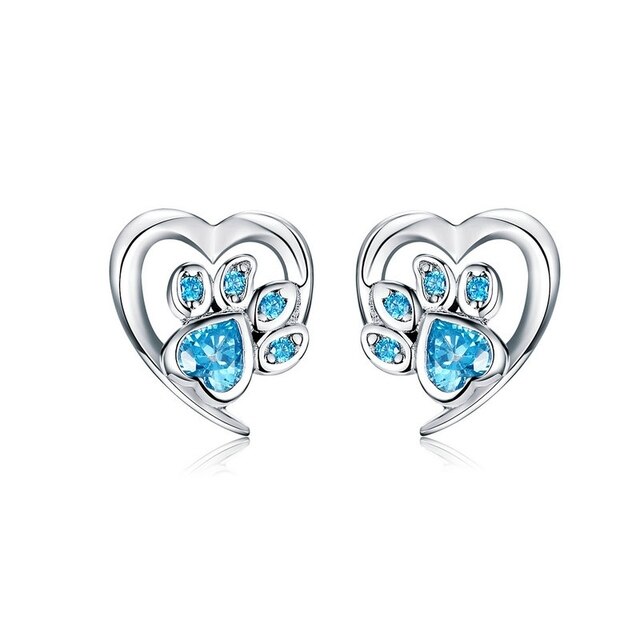 Heart Earrings with Paw