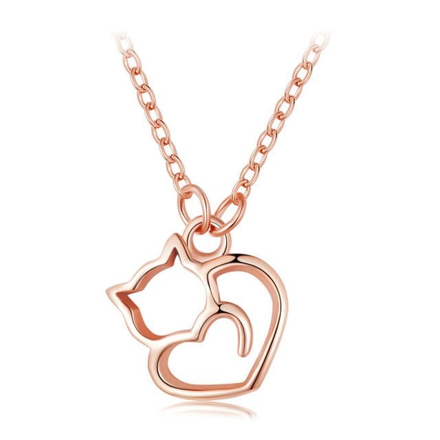 Cat with Heart Necklace