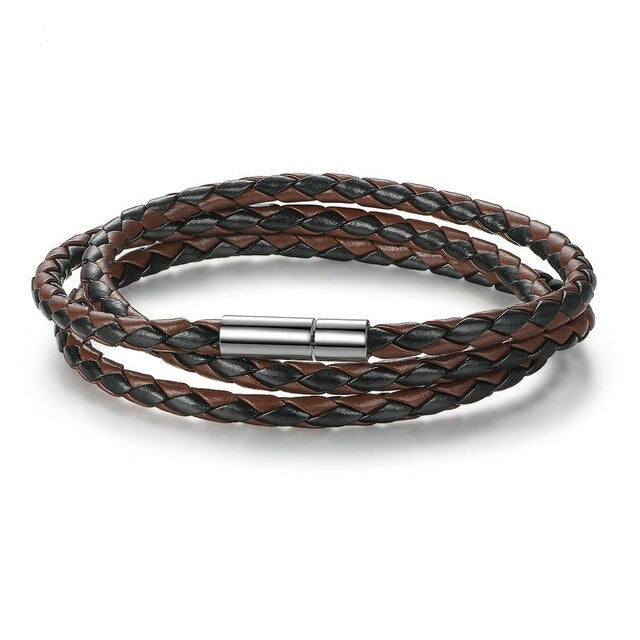 Black and Brown Leather Bracelet